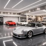 découvrez un garage dédié à la passion automobile, transformé en un showroom design équipé d'un éclairage led moderne et d'un revêtement epoxy élégant pour mettre en valeur vos véhicules.